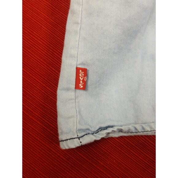 Levi's Womans Size L Chambray Sleeveless Peplum Top Shirt Western Cowboy Coastal - Picture 7 of 7